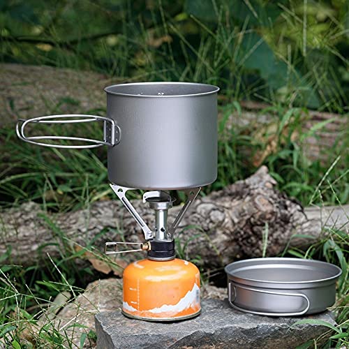 Set de cuisson camping titane avec poêle et vaisselle de bivouac
