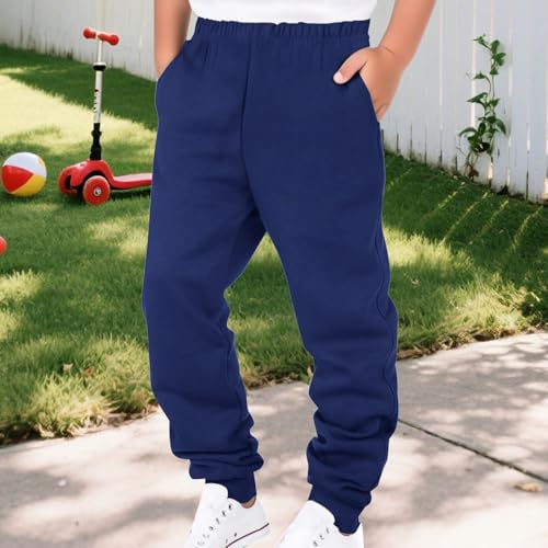 Boys Elastic Waist Casual Pants Straight Leg Cotton Sweatpants Kids Lightweight Casual Loose Joggers with Pocket2