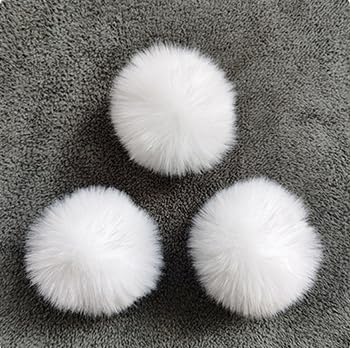 Image of 10Pcs White 3.2Inch Faux Fur Pom Poms for Hats with Elastic Loop DIY Crafts