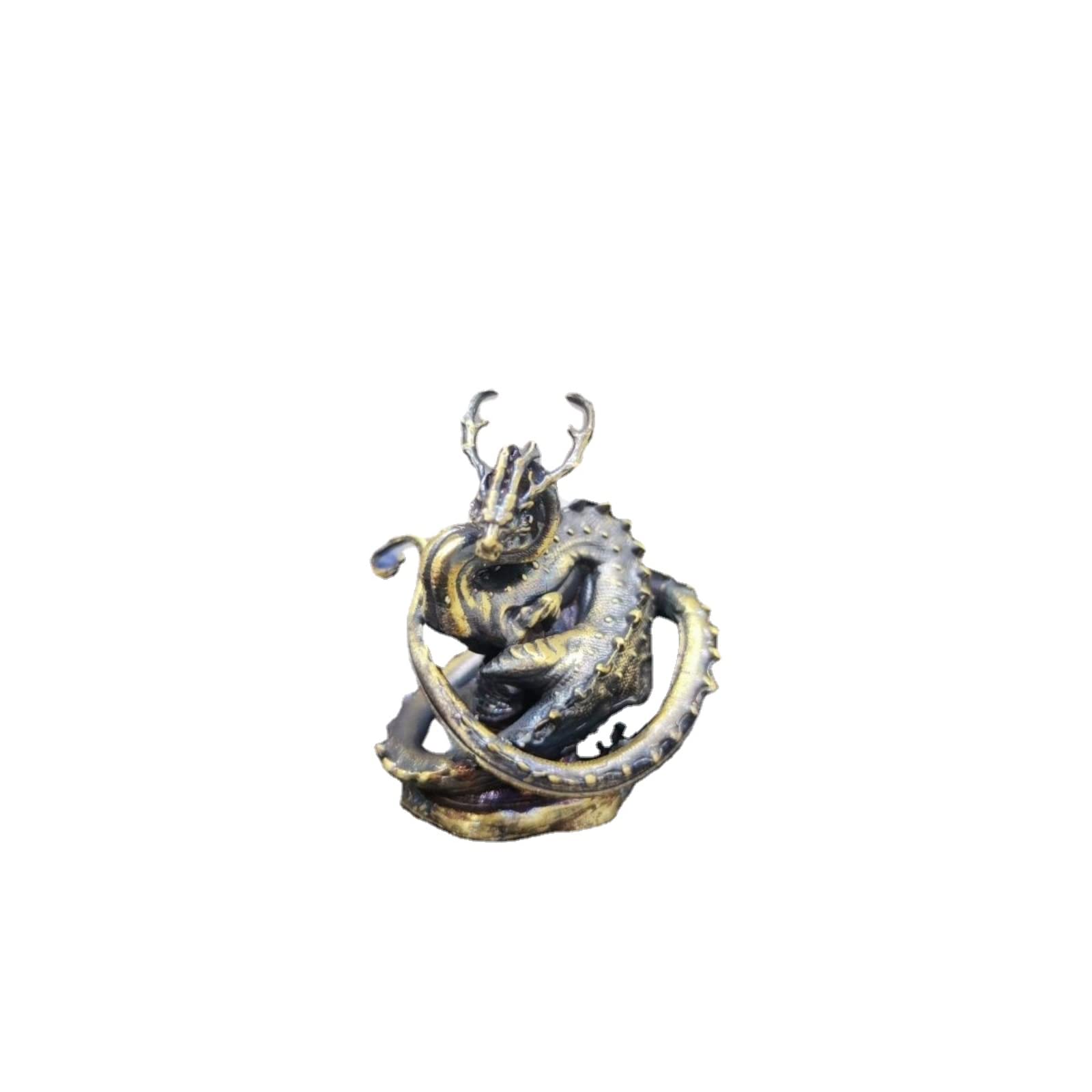NGDFGR Copper Zodiac Dragon Sculpture,Fengshui Siting Dragon King Figurine Statue Home Living Room Desktop Study Bookshelf Wine Cooler Decor Copper Ornament Handicraft Collectio