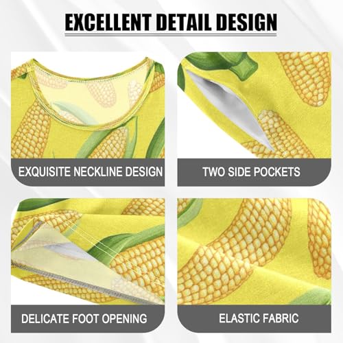 Pajama Sets Short Sleeve Corn Pattern Print Soft Cotton Summer Sleepwear 2 Piece PJS Size 5-14T3