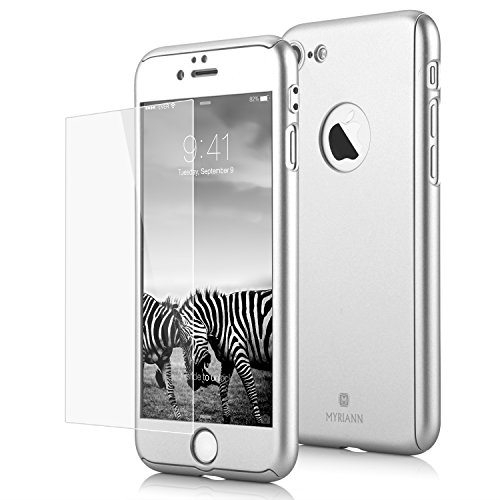 iPhone 7 Case,Lavince Full Body Protection Hard Slim Premium Cover[Dual Layer][Slim Fit] with Tempered Glass Screen Protector for iPhone 7 4.7inch(Silver)