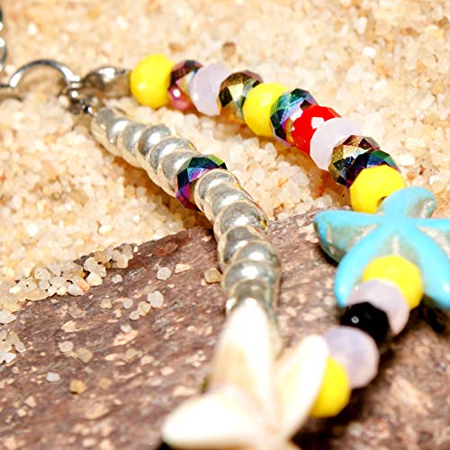 Image of Softones Blue Starfish Turtle Anklet Multilayer Charm Beads Sea Handmade Boho Anklet Foot Jewelry for Women