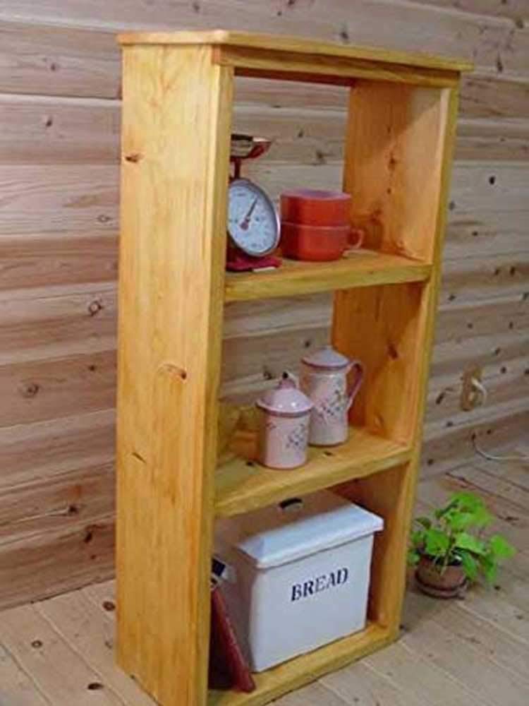 Amazon｜三段ラック 背板なし w55.5d29h116cm ナチュラル 木製 ひのき