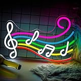 Ringism Music Neon Sign Dimmable Musical Note Staff LED Neon Light up for Bedroom Cute Wall Mount Decor Music Home Decor Birthday Kids Teen Gifts Switch