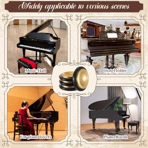 Image of 4 Pcs Piano Caster Cups, Single Layer, Metal Rubber | Metal Rubber Caster Cups, for Hardwood Floors, Grand Piano Floor Protectors, Heavy Duty Non-slip Felt Bottom Leg Pads