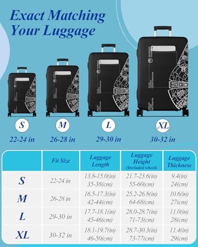Slohif Luggage Cover for Suitcase Tsa Approved Protector - Luggage Sleeve Large Suit Case Cover Travel Stretch Baggage Case Protective Washable Fit 18-32 Inch Spaceship S2