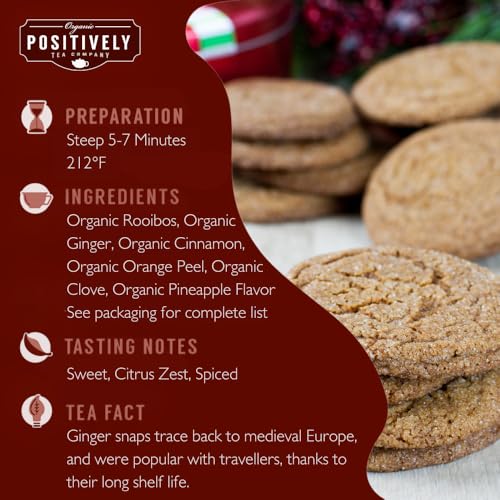 Image of Organic Positively Tea Company, Ginger Snap Rooibos Tea, Loose Leaf, 16 Ounce