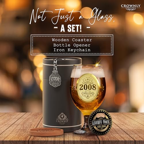 Crownly Crystal® 2008 18Th Birthday Gifts Personalised Beer Glasses Decorations Boyfriend Gifts For Men Mens Gift Ideas 18Th Birthday Glass - 6