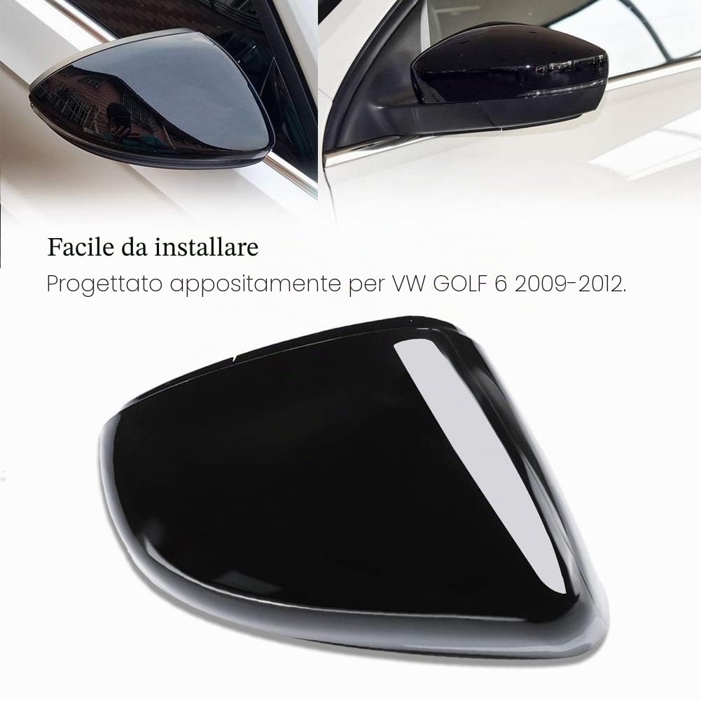 Alloggiamento specchietto auto, copertura guscio alloggiamento specchietto destro auto nero compatibile con GOLF 6 2009-2012