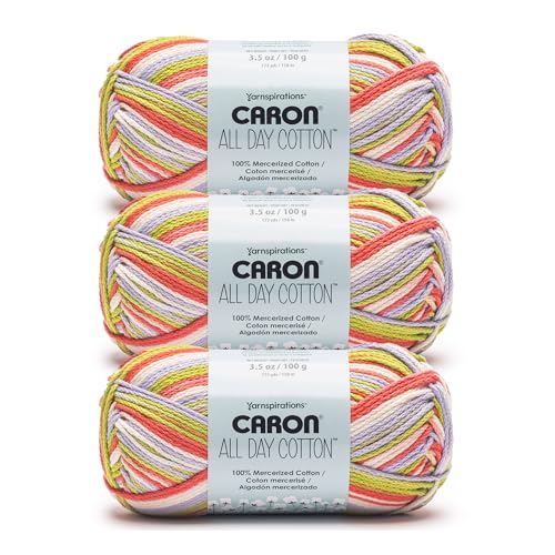 Image of Caron All Day Cotton Lovebird Yarn - 3 Pack of 100g /3.5oz - 100% Mercerized Cotton - #4 Worsted (Medium) - 173 Yards - Knitting /Crochet