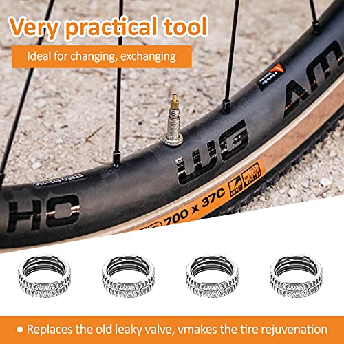 Französisch Fahrradventil Adapter , AOBETAK 15-Teile Sclaverand Ventil Ersatz Set: Ventil-Einsatz, Ventil-Schlüssel, Felgen-Mutter, Ventil-Schutz-Kappe, Auto-Ventil-Adapter SV AV Aufsatz
