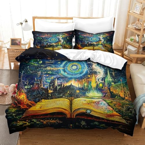 Parure de lit 3D univers étoilé housse couette microfibre douce king - 3