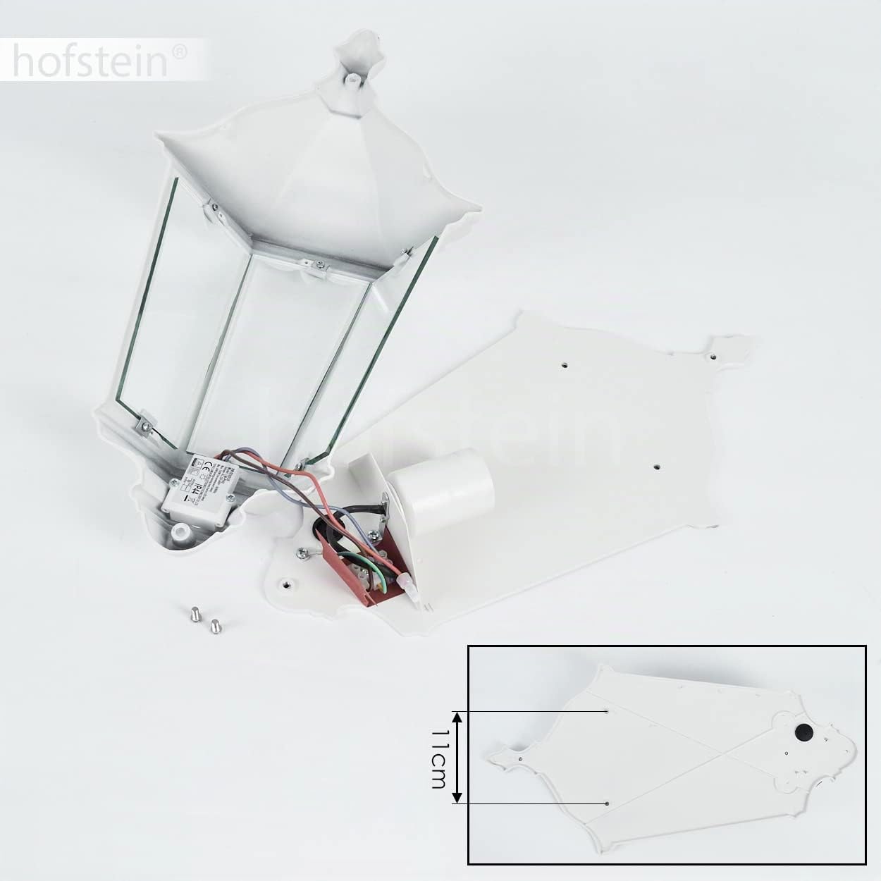 Applique d'extérieur Hongkong avec détecteur de mouvement, lampe murale look antique en métal/verre blanc/clair, applique rétro/vintage avec douille E27, pour terrasse/cour/entrée, sans ampoules