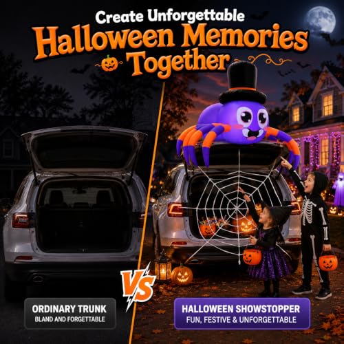 Aufblasbare Halloween-Spinne mit Netz für Auto und SUV, 1,5 m – Bild 7