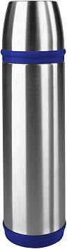Emsa 502474 Captain Insulated Flask, Screw Cap, 1 Liter, Stainless Steel/Blue