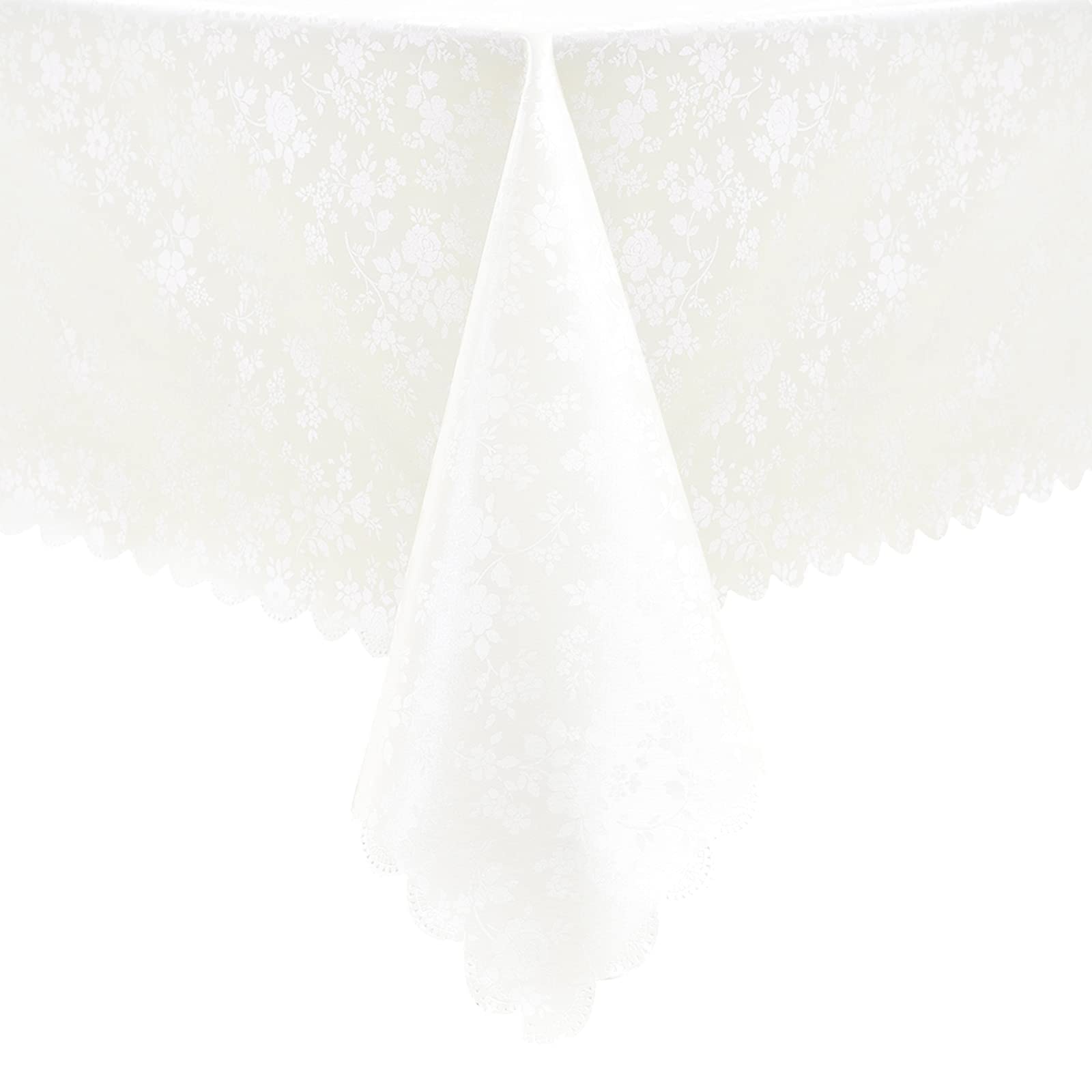 Romanstile Waterproof Vinyl Tablecloth Rectangle, 60 x 144 Inch, Rose White