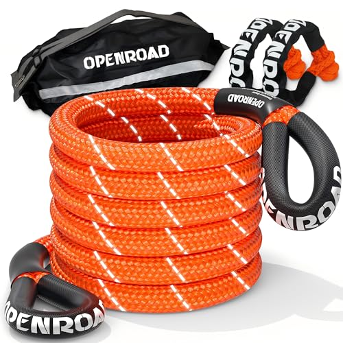 OPENROAD Kinetic Recovery Tow Rope, 36000 Lbs (1in x 30ft Orange ...