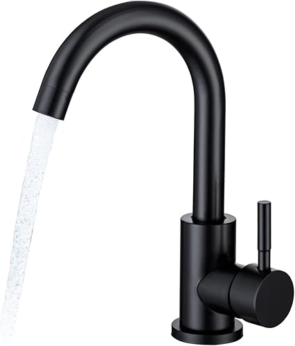 Grifo de lavabo de baño negro mate con una sola manija de latón macizo de un solo agujero para tocador de cocina cubierta de lavabo grifo de barra