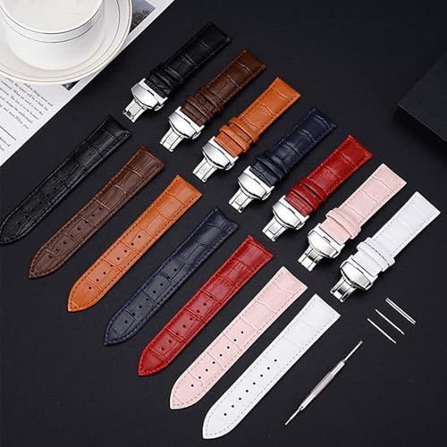 Bamboo Cowhide Wristband-20mm 22mm, Crocodile Pattern Business Faux Leather Wristband, Butterfly Buckle Soft Leather Belt,Holiday Gifts3