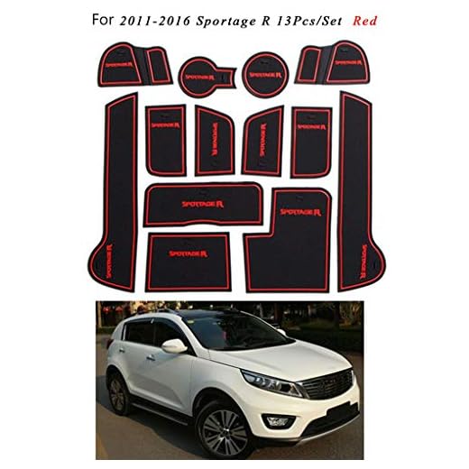 Uzinb 13pcs / Set Puerta Interior Groove cojín de la Taza sostenedor de la Ranura de Deslizamiento Mat Ninguno Cojín del reemplazo para Sportage R 2011-2016