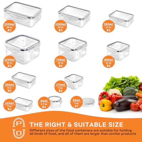 Food Storage Containers with Lids Airtight (27 Containers & 27 Lids) Leakproof Meal-Prep Kitchen Organization,Stackable Containers for Food Plastic Microwave/Dishwasher Safe with Labels & Pen
