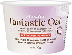 Fantástico Oat Mushin, Mingau de Aveia Instantâneo, Sem Glúten, Sem Lactose, Sem Açúcar, Rico em 11g Proteínas e Fibras, 40g baixa caloria