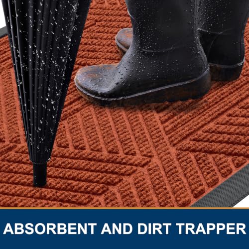 Image of Smiry Front Door Mat Outside Entrance, Low Profile Rubber Doormat, 71x23