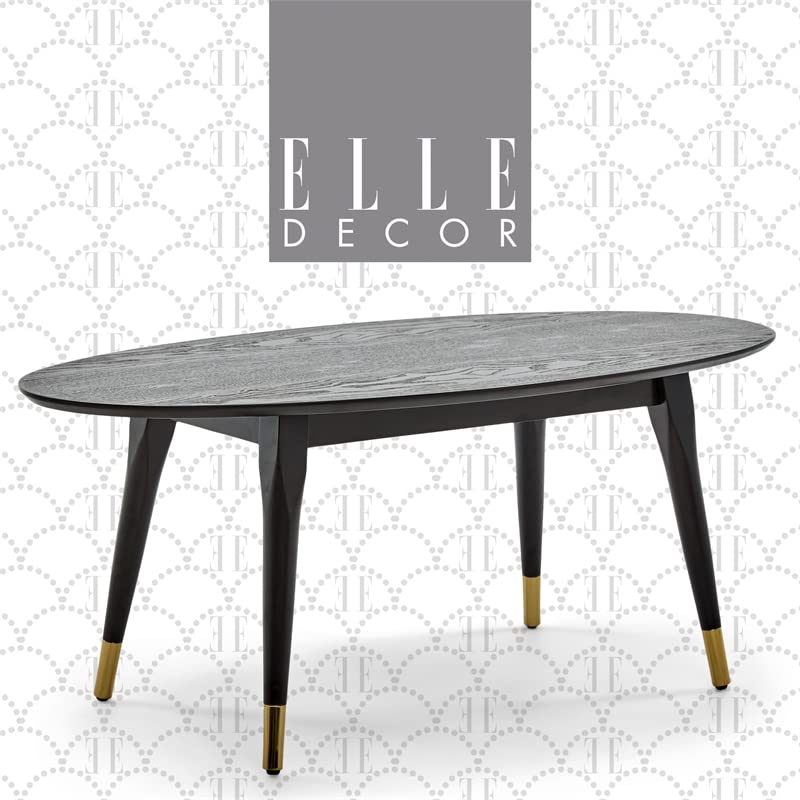 Photo 1 of *NO LEGS*  Elle Decor Clementine Mid-Century Modern Living Room Furniture Collection, Oval Coffee Table, Cocoa 39.37 in x 19.69 in x 15.75 in Cocoa Coffee Table