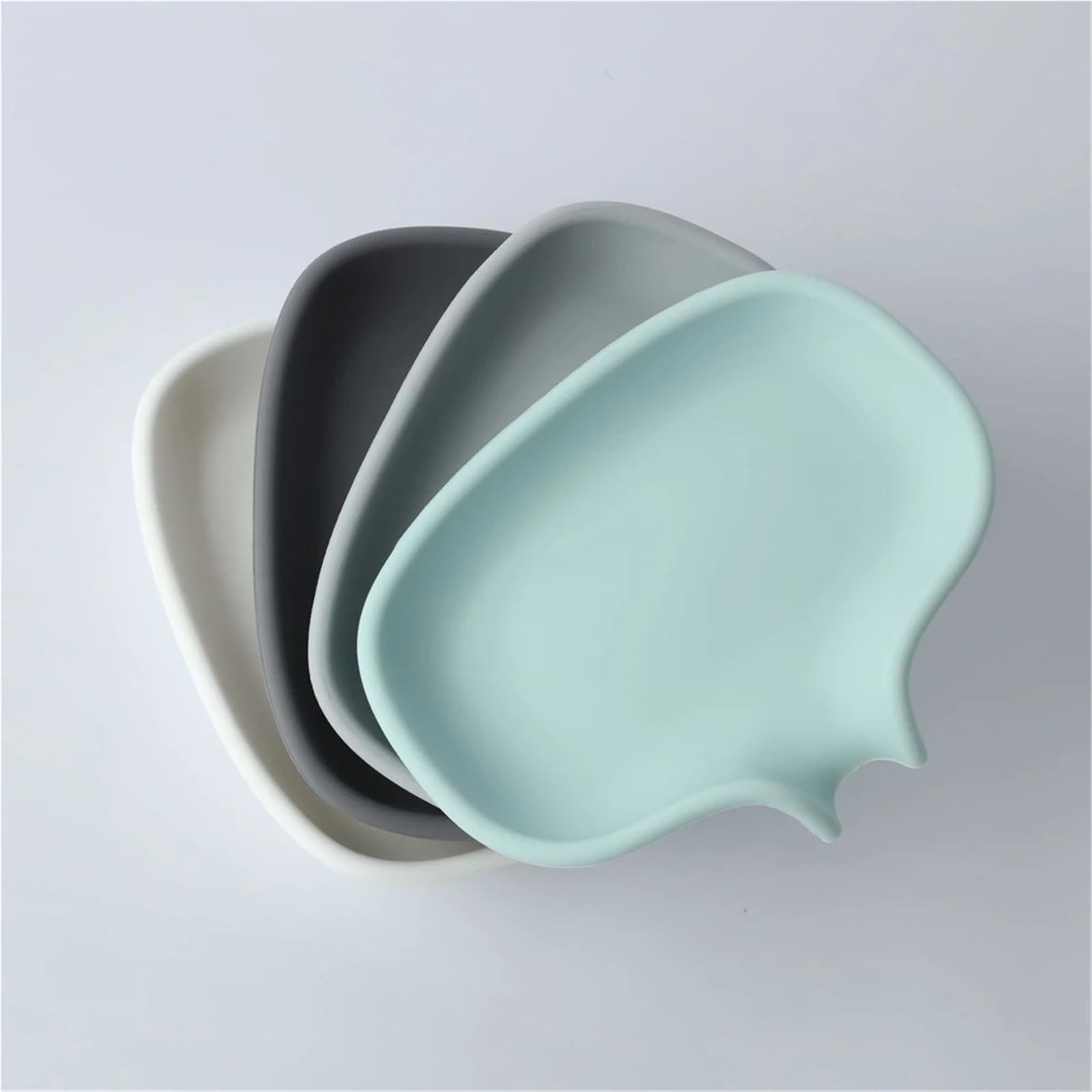 Jabonera Antideslizante, 3 Piezas. Jabonera De Silicona con Desagüe Multicolor 14x11cm(White)