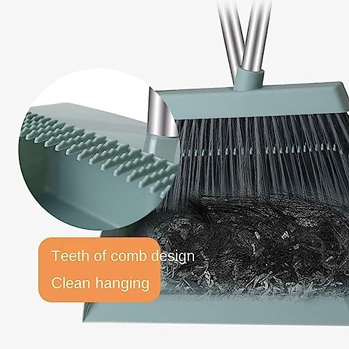 Besen- und Kehrschaufel-Set mit langem Stiel, rotierendes Besen-Set, Besen und aufrecht stehende Kehrschaufel mit Kammzähnen, Kombi-Set for das Kehren von Böden im Zimmer, in der Küche, im Büro, in de – Bild 8
