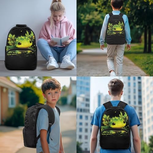 HUGS IDEA Cute Axolotl Kids Backpack for Boys 4 Piece School Bookbag with Lunch Box for Boys Lightweight School Bag for Boys 17 Inch Elementary Backpack with Lunchbox Casual Daypack3