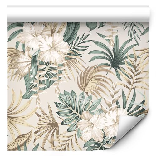 murando Papier Peint intissé 10 m Décoration Murale Tableaux Muraux Tapisserie Photo Panneau décoratif Photo sur le mur Trompe l'oeil Palmier Fleurs...