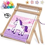 BSTDAYEVER Webrahmen Kinder ab 4 Weben für Kinder Webstuhl Schulwebrahmen aus Holz 29x19cm Webrahmen viereckig Set mit Webschiffchen Webkamm Garn für Schüler und Anfänger