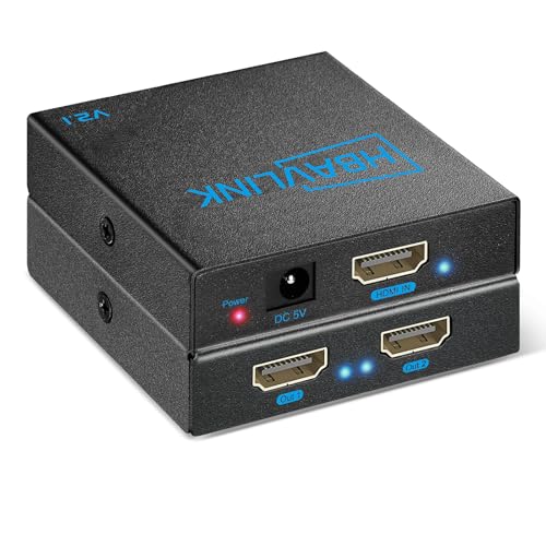 HBAVLINK HDMI Splitter - HDCP, HDR, Dolby/DTS5.1/7.1 - Compatible with Firestick 4k Max, PS3/PS5 & Elgato HD60s/x/Pro, Apple TV 4K, Retrotink, Roku soundbar, NOT for Phone (HB-SP102B-8K)