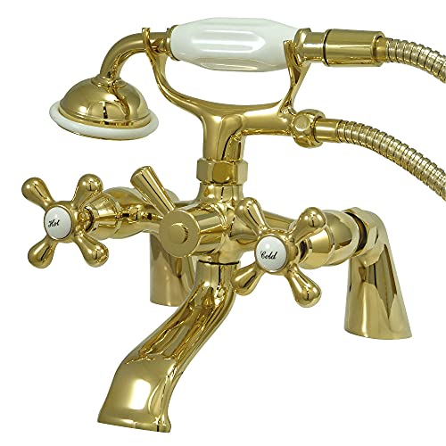 Get Popular Offer Kingston Brass KS267PB Kingston Clawfoot Tub Faucet, 6-Inch Center, Polished Brass
