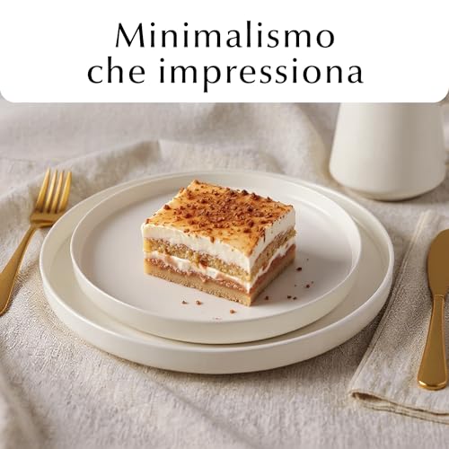 MIAMIO β Set di piatti piani in ceramica per 4 persone/Servizio di piatti in ceramica da 4 pezzi, piatti moderni in gres, lavabili in lavastoviglie β Collezione Luxe (Bianco, Piatto piccolo (4x)) - immagine 3