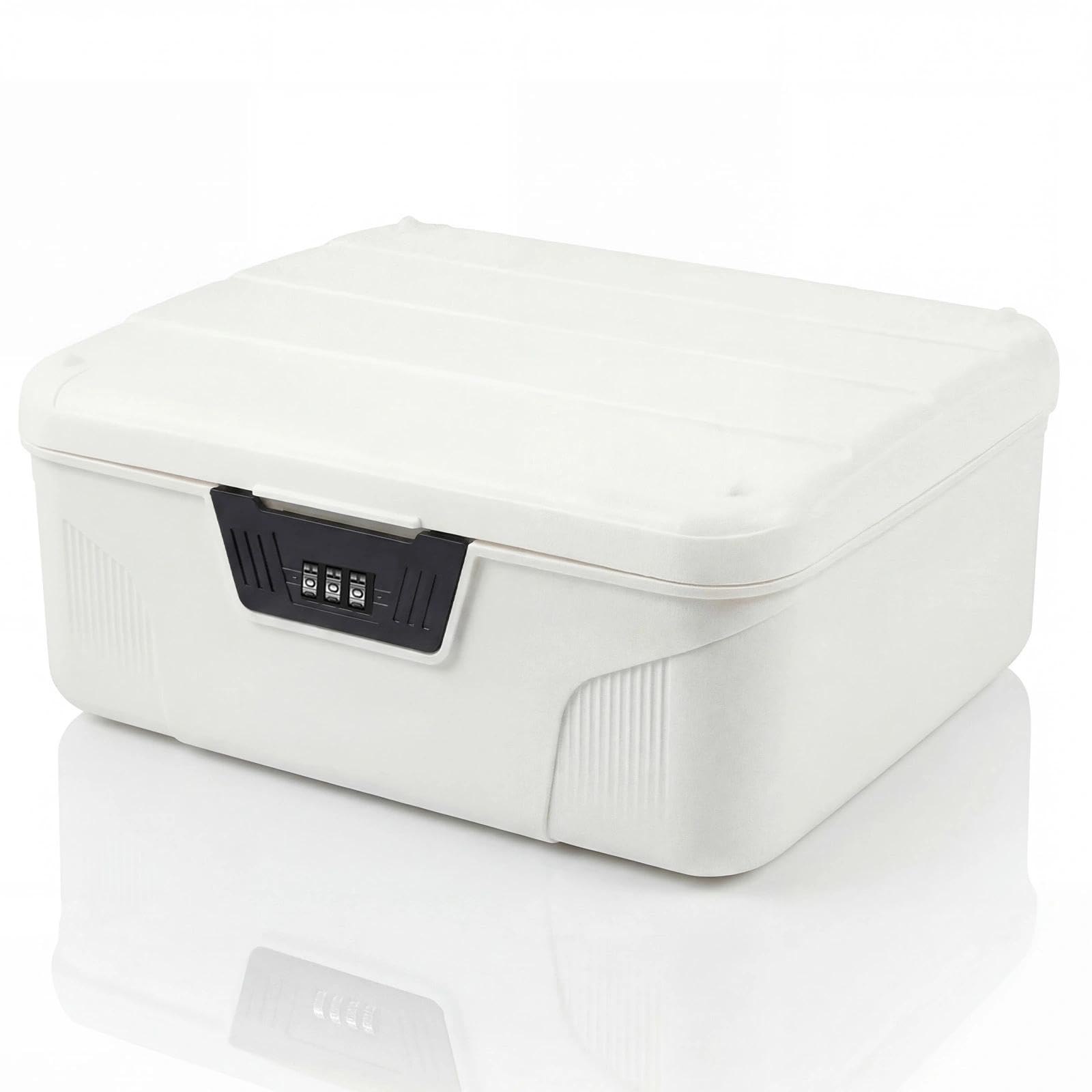 Dexpally Lockable Medicine Box Medication Lock Box Medicine Safe Lock Box Small Lockbox for Medicine Storage Box with 3 Digital Combination Lock for Kitchen Home, Office (White)