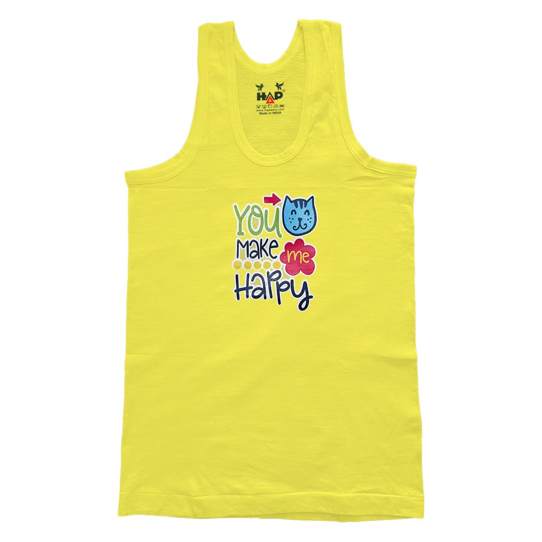 HAP Kids Sleeveless Tank Tops – Colorful Cotton Vests with Graphic Prints for Boys, Soft & Breathable Summer Wear for Daily Comfort (Pack of 5) (in, Age, 5 Years, 6 Years, Regular, Multicolour) 4
