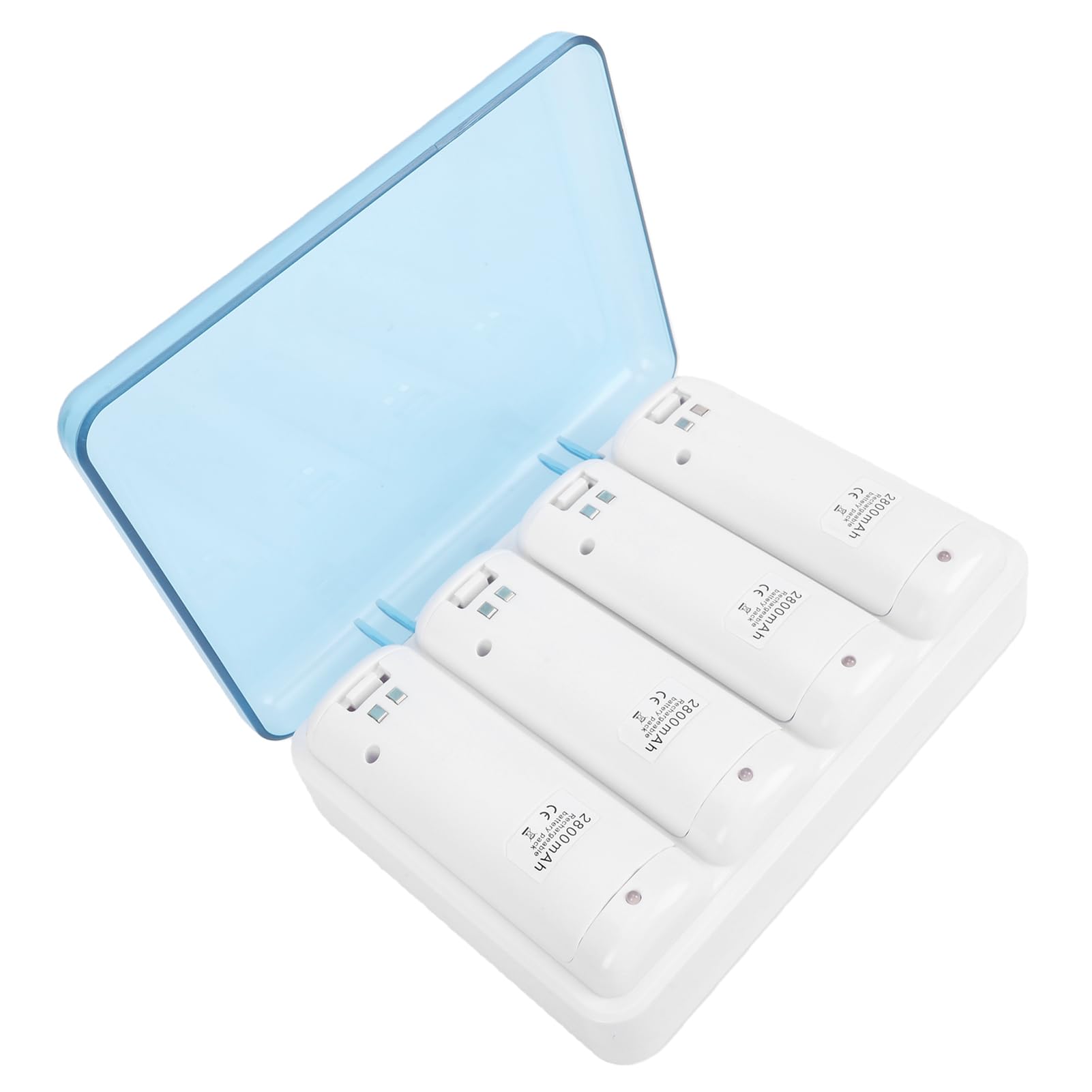 Focket Caricabatterie per Telecomando, Stazione di Ricarica per Batterie Ricaricabili NiMH 4 in 1 da 2800 MAh, Batteria Ricaricabile con Cavo USB Indicatori LED per Telecomando da Gioco (WHITE)