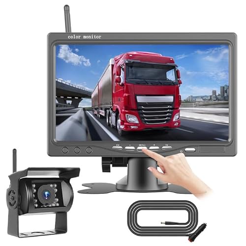Wireless Retrocamera per Auto 7 Pollice LCD IPS Monitor Schermo Telecamera Retromarcia Impermeabile Posteriore Visione Notturna per 12V-36V