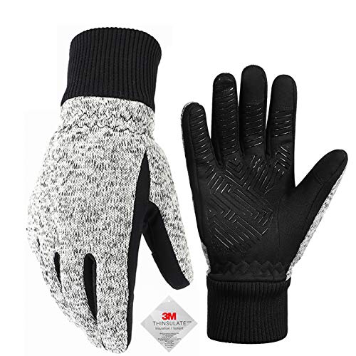 BIKINGMOREOK Winter Gloves Running Gloves for Men Women,3M Thinsulate Thermal Gloves Cold Weather Warm Gloves,Touch Screen Bike Gloves for Cycling,Walking,Hiking,Driving-Gray-S