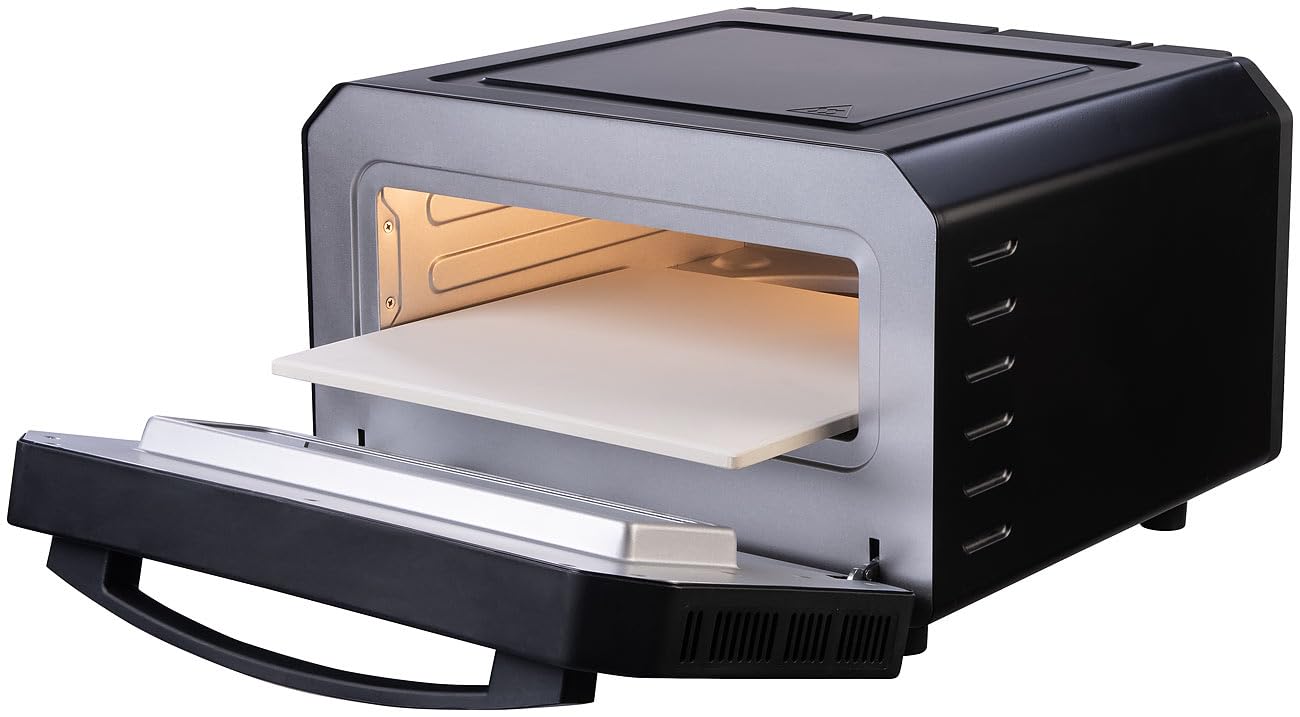 Pizza-Backstationen: Elektrischer Pizzaofen mit Pizzastein, 400 °C, 1.700 W, Pizzaschieber (Pizzabackofen elektrisch, Steinofen Pizzaofen)