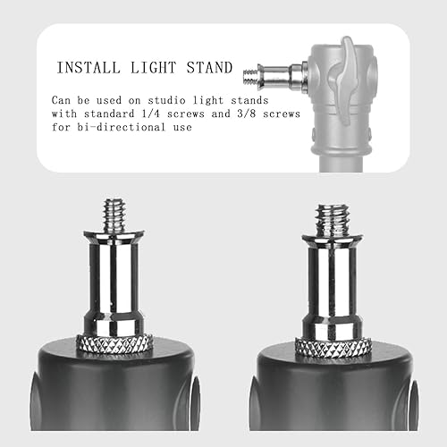Miniatura 4 de 4 piezas de 14 a 38 pulgadas macho convertidor rosca adaptador trípode para soporte de flash, soporte de luz de estudio, cabeza de bola