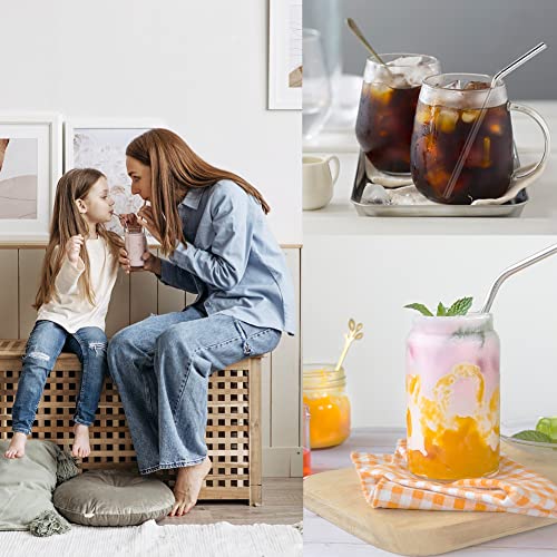 AOTWAN Metal Straws Gold Stainless Steel Straws 20Pcs Include 9 Straight + 9 Bent + 2 Cleaning Brushes Metal Straws Drinking Reusable Straw for Smoothie,Milkshake,Cocktail