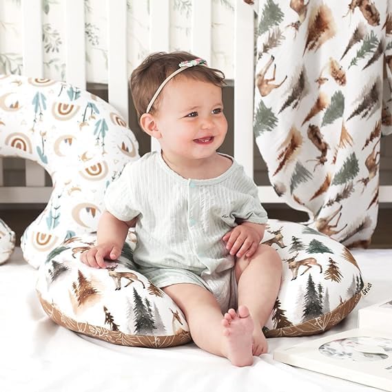 Nursing Pillow, Breastfeeding Pillow with Removable Cotton Cover, Baby Feeding Pillow for Mom Easier Breast Feeding and Bottle Feeding,Tummy Time Support for Baby Boys and Girls(Deer) - Image 2