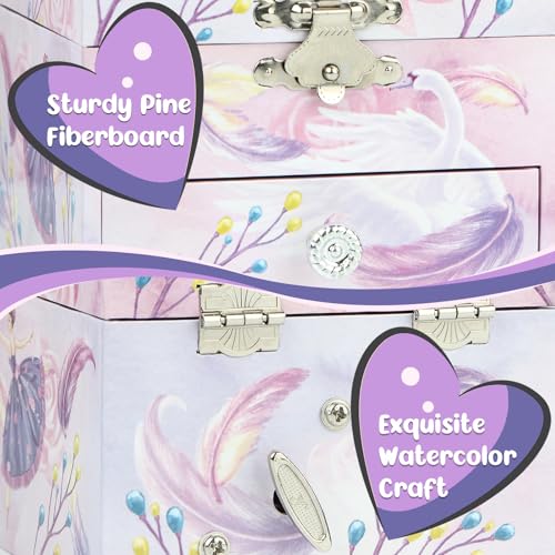 Anyiner Schmuckschatulle mit Spieluhr, Kinder-Schmuckkästchen Musikkästchen mit sich drehenden Ballerina, Schmuckkästchen Mädchen Geburtstagsgeschenk für Kinder von 3-10 Jahren (Rosa Ballerina)