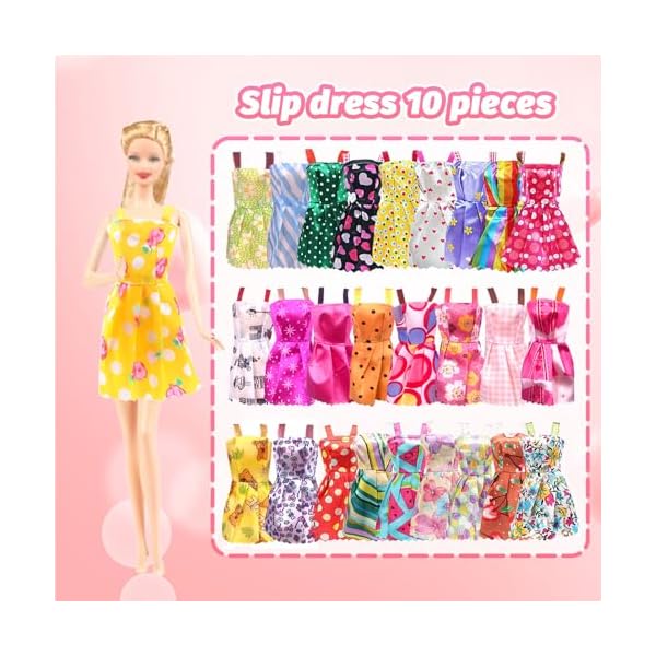 Ensemble de vêtements et accessoires de poupée 61 pièces, vêtements de poupée compatibles avec Barbie, y compris 13 robes, 1 ensemble haut et pantalon, 20 chaussures, 26 accessoires pour poupées de 510MHXMW1cL. SS600