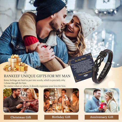 Pulsera de cuero para hombre con nudo infinito miniatura 2