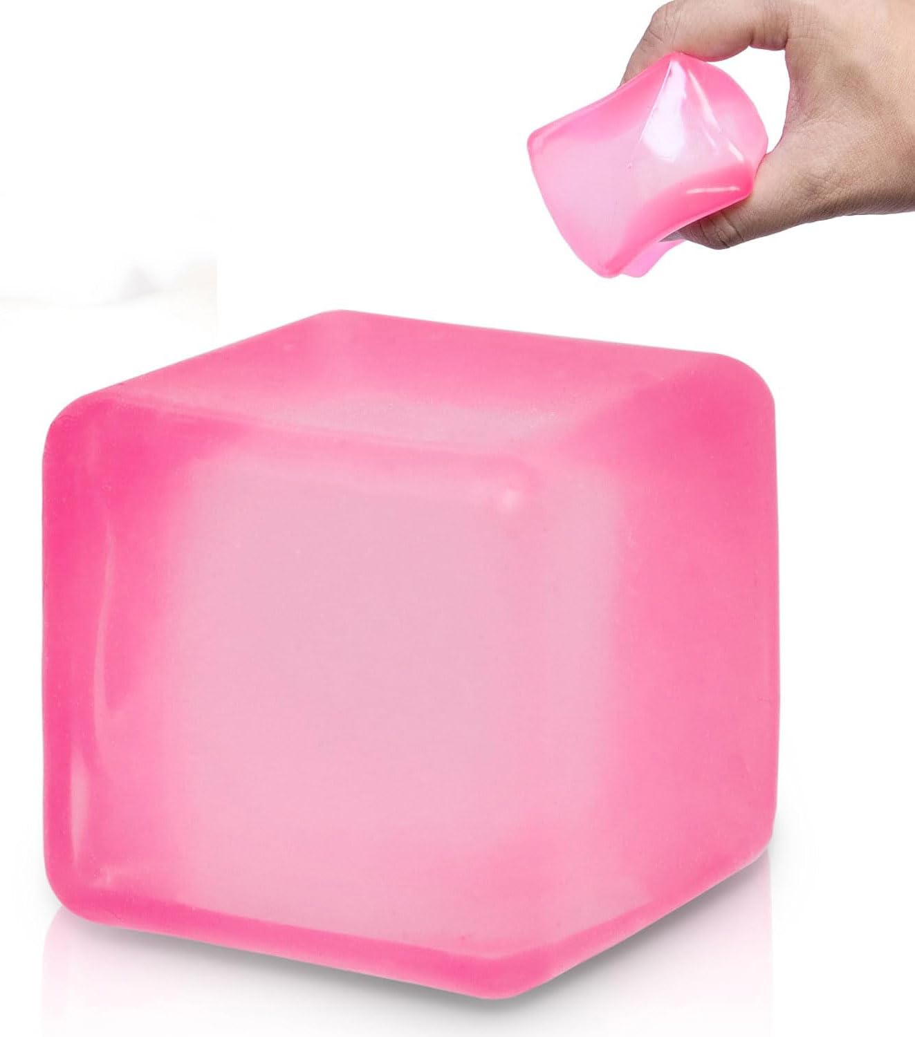 Nice Cube, Ice Cube Stress Relief Fidget Toys, Squishy Color Doh Cube Squeeze Toys for Kids Adults, Sensory Hand Exercise Stress Balls for Autism Anxiety Relief (Pink)